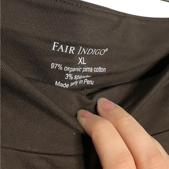 NEW Fair Indigo Organic Pima Cotton Knit Pants Brown XL Pockets Sustainable - Picture 3 of 5